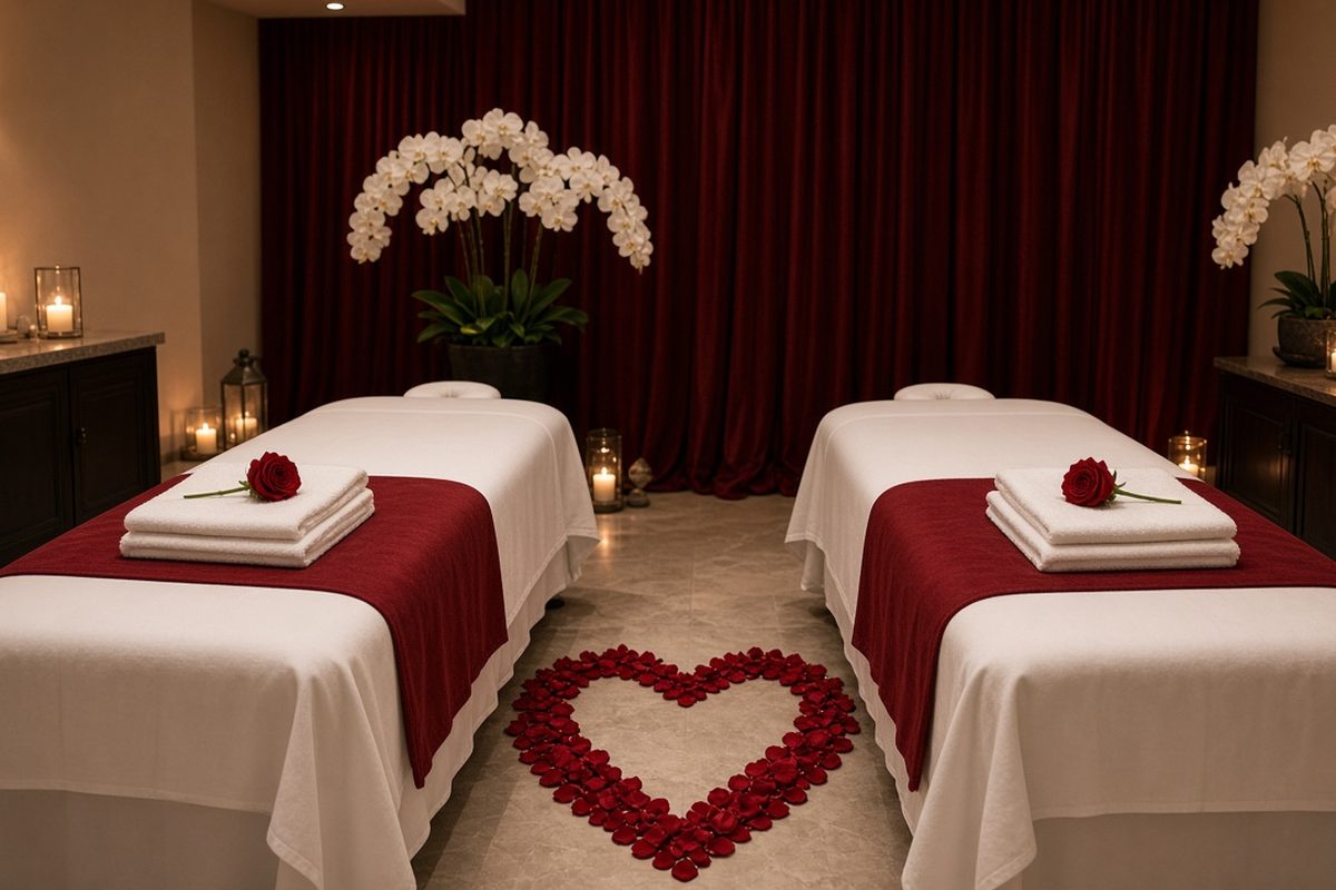 Couples massage in Business Bay – two massage tables in a private couples room at Aveline Thai Spa