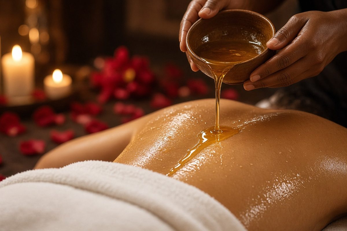 Hot oil massage in Business Bay – warm massage oil in a bowl with candle at Aveline Thai Spa